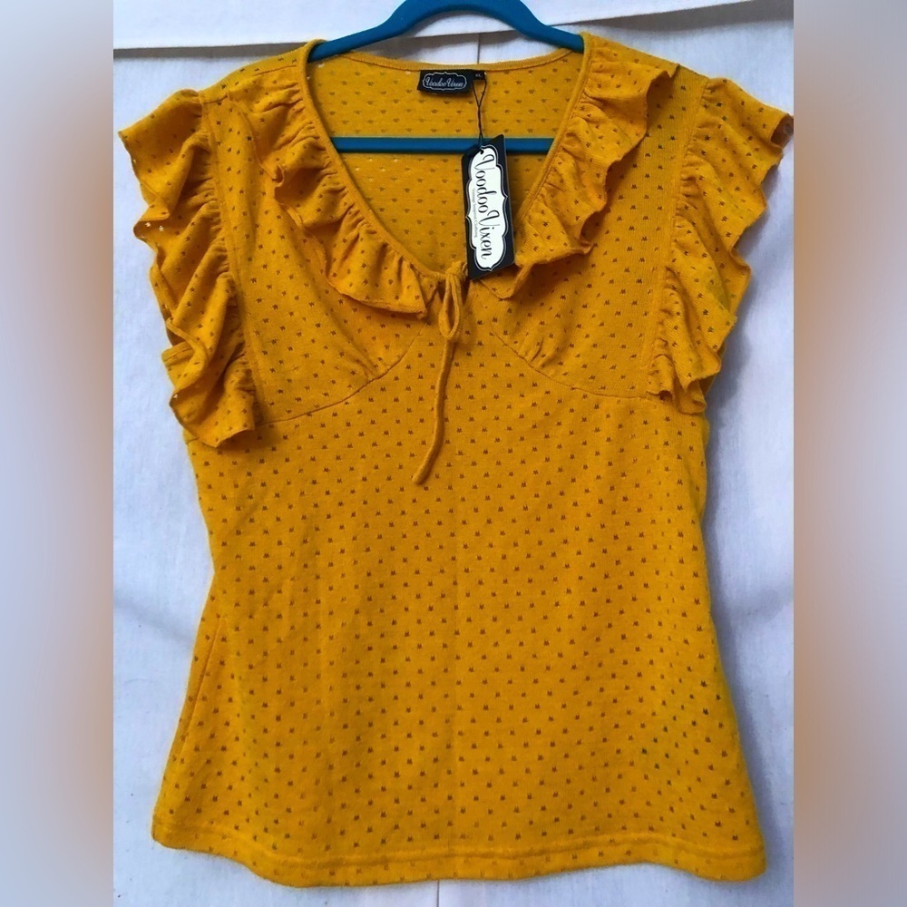 NWT XL Voodoo Vixen Sweater Ruffle Sleeves